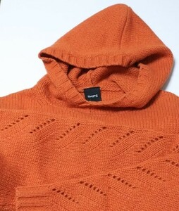 00s SHIPS シップス プルオーバー セーター フード付き 袖に抜き模様 オレンジ M・身幅約54cm※USED品/一度使用/現状渡し/2005年前後の製品