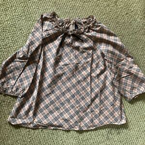 BURBERRY LONDON チェック柄 七分袖 シャツ キッズ 130 ベージュ バーバリー ロンドン 子ども服 ガールズ 半袖シャツ