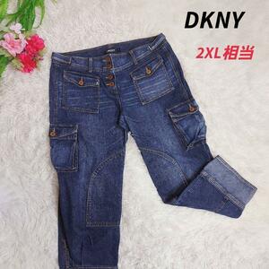 DKNY マルチポケット・アンクル丈 デニム パンツ カーゴ 2XL相当 大きいサイズ Y2K 81841