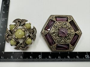 【0422】ヴィンテージ アクセサリー　天然石　色石　　 ブローチ　1円から