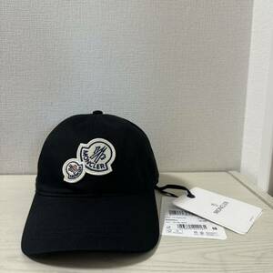 【新品タグ付き】モンクレール MONCLER キャップ　BASEBALL ブラック　黒　ダブル　ワッペン　帽子