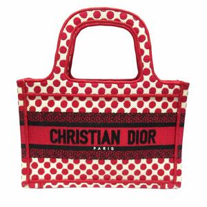 未使用品 クリスチャンディオール Christian Dior ブック トート ミニ バッグ ハンドバッグ ディオールアムール ロゴ ポルカドット▽５