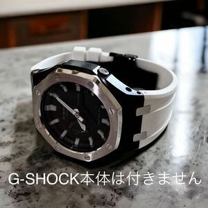 G-SHOCK GA-2100用 ラバーベルトセット メタル カシオーク カスタム 　　Gショック　316Lステンレス　シルバー　ブラック