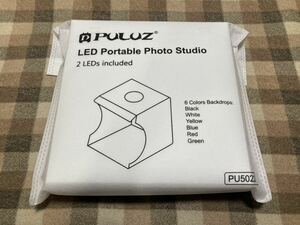 PULUZ ミニ 撮影ボックス 写真スタジオ20cm USB給電LEDライト2本付き 6色背景布付き 写真撮影ブース 新古品