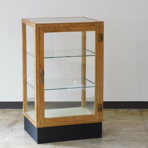 ふるい5面ガラスの縦型ショーケース・パンケース HK-a-03414 / 無垢材 ガラスケース ケビント スパイスラック ガラス戸棚