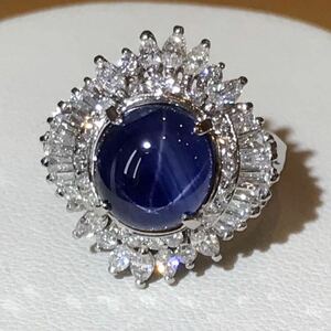 ☆Pt900 スターサファイア6.07ct&ダイヤリング☆