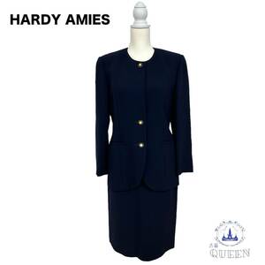 【訳アリ】 HARDY AMIES ハーディエイミス スーツ フォーマル スカートスーツ上下 長袖 ノーカラー タイトスカート レディース 11 o-1