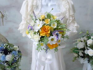 ◆野の花デージーのミニブーケ◆ビタミンカラー 黄色 フラワーブーケ アレンジメント ガーデンブーケ トスブーケ ミニ花束 母の日