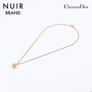 クリスチャンディオール Christian Dior ネックレス CDロゴ ラインストーン ゴールド