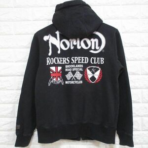 【Norton】ノートン◆一部刺繍！ ジップアップ スウェットパーカー(黒)◆M