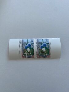 即決　62円切手　切手趣味週間　 榻上の花　1962　２連