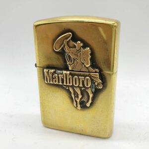 1円~ Marlboro ZIPPO オイルライター マルボロ ジッポー カウボーイ 喫煙具 ゴールド　金色
