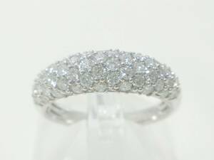 Pt950 ブラチナ 約15号 ダイヤ1.00ct 約6.5g ダイヤモンド メレダイヤ リング 店舗受取可