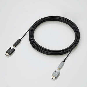 長尺HDMIケーブル(アクティブオプティカル) 100.0m 脱着可能な変換コネクタ(HDMI D to A)と引込み用サポーター採用: DH-HDLOB100BK