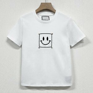 新作ヨーロッパ製※定価2万◆ブルガリア発※RISELIN 半袖Tシャツ 通気 ソフト 吸汗 刺 笑顔 カットソー 着せ カジュアル レディース M