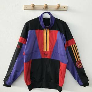 adidas D6 F180 アディダス 80s～90s メンズ BIGシルエット ハーフジップ ジャージプルオーバー ワッペン付き 良品 size US/M