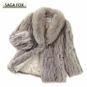4-TDF342 SAGA FOX サガフォックス 銀サガ フォックスファー 最高級毛皮 染め ハーフコート 毛質柔らか ボリューミー グレー パープル 11