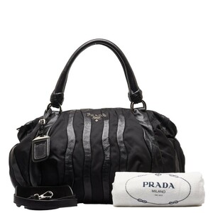 プラダ クリムゾン ハンドバッグ ショルダーバッグ 2WAY ブラック レザー レディース PRADA 【中古】