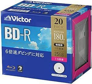 ビクター Victor 1回録画用 ブルーレイディスク BD-R 25GB 20枚 ホワイトプリンタブル 片面1層 1-6倍速 V