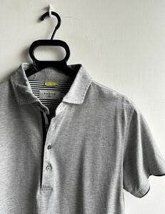【美品】EDIFICE ポロシャツ 半袖 メンズ 38 グレー 無地 日本製 エディフィス