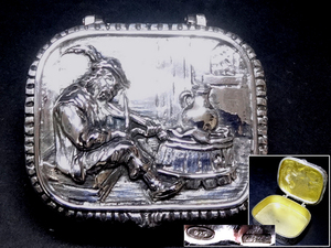 【侍】ヴィンテージ フランス製 1900年代 シルバー 騎士図 アールヌーヴォー ピルケース ジュエリー 宝石箱 20-ks76