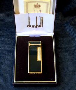 　極美品　　dunhill高級ガスライタ－　　ブラック／ゴ－ルドライン　保存箱　　