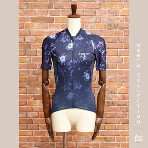 1円/春夏/reric/Mサイズ/サイクルジャージ 日本製花柄 2WAY 吸汗速乾 レリック 新品/紺/ネイビー/iy106/