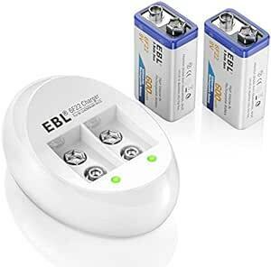EBL 9V電池 充電式 ２本電池充電器セット ９V充電池 600mAh 006p エネループ カメラ/時計/ラジオ/おもちゃ/ギ