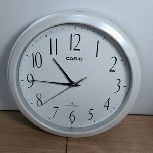 ★CASIO カシオ 電波時計 IQ-1060J 掛時計 ホワイト 直径26.8cm アナログ 動作確認済 掛け時計