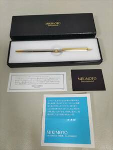 (送料込み 未使用)ミキモトMIKIMOTOボールペン 細タイプ本体銀色持ち手金色