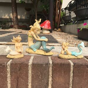 人魚フィギュア マーメイド インテリア Sea World Ocean Mermaid figurines 3 piece set.