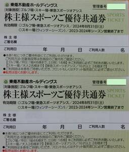 ～値下げ～■東急不動産 株主 スポーツ優待共通券２枚 送料無料[自己紹介必読]■