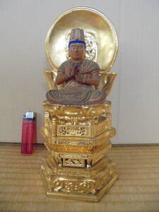 珍品　大日如来坐像　金剛界　真言　載金装飾　レトロ　仏像　仏具　5865　 仏像