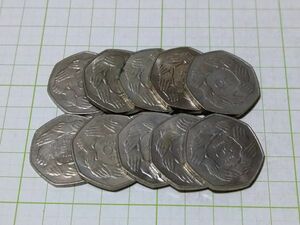 イギリス　１９７３年　ECU　旧大型　５０ペンス記念硬貨　１０枚組　