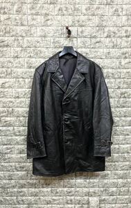 Euro Leather Vintage レザー コート ライダース カーコート モーターサイクル ヴィンテージ ユーロ シングル 50s60s70s ポリスマン