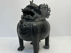 中国古美術 明時代 古銅獅子香炉 銅製 香炉 唐物 香道具 茶道具 置物 中国美術 獅子香炉 古銅 獅子 中国古玩 古物保 