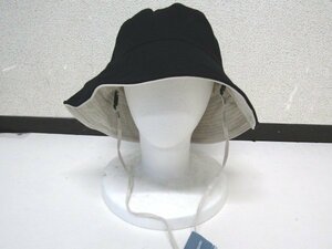 S2418:タグ付き未使用品 nemne 帽子 黒/フリーサイズ 59cm レディース ハット サンハット リバーシブル