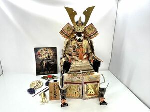 sa☆/ 鈴甲子雄山作 金茶京濃威大鎧 箱付き 内閣総理大臣特別賞 鎧武者 甲冑 五月人形 五月の節句 飾り物　/DY-2614