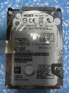 【中古】 HGST HTS545025A7E380 250GB/8MB 8912時間使用 管理番号:C209