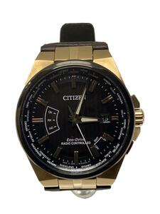 CITIZEN◆ソーラー腕時計/アナログ/レザー/BLK/BRW/SS/H145-S116651