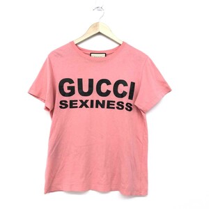 ◆GUCCI グッチ 半袖ロゴTシャツ サイズM◆ ピンク レディース トップス　イタリア製