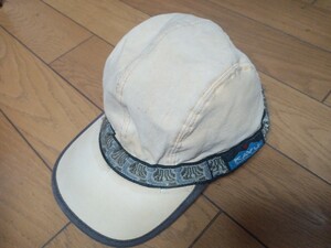 90年代 kavu カブー　cap キャップ　 USA製 　アメリカ製　黄色系　色あせ　USサイズＬ