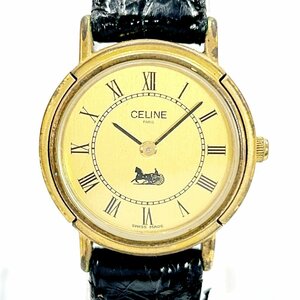 【1円スタート】CELINE セリーヌ D2901-3 GP ゴールド文字盤 クオーツ レディース腕時計 ジャンク 266394