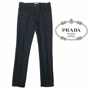 h223 PRADA プラダ スポーツ ストレッチパンツ センタープレス スラックス パンツ ネイビー フォーマル ビジネス 40 イタリア製 正規品