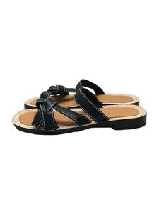 LOEWE◆SANDALIA GATE FLAT/サンダル/39/BLK/レザー/453.10.636