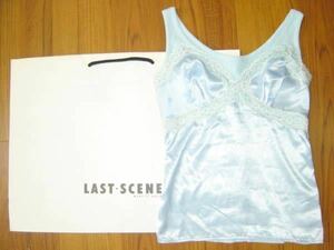 ◆新品ラストシーン◆サテン花レース タンクトップ水色ブルー★LAST SCENE