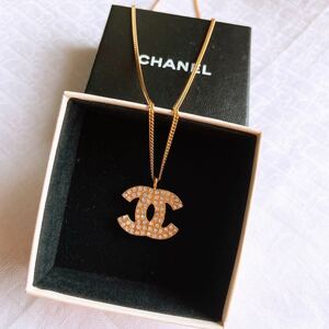 【中古】CHANEL　シャネル　ココマーク　ネックレス02P ゴールド　ラインストーン　