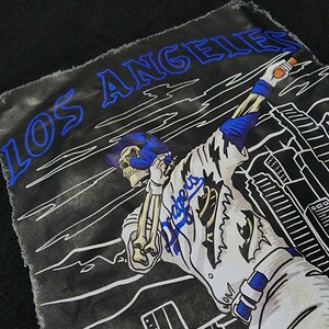 新品　野球　Dodgers 大谷翔平　ロサンゼルス　ドジャース　LA　半袖Tシャツ　プリント　 スケルトン　男女兼用　ブラック　XL