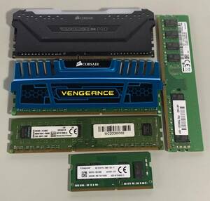 【ジャンク】不良有 OS起動動作可 4枚 DDR4 8GB ノート用4GB DDR3 4GB ＆ 8GB + 動作不可1枚 / Corsair Vengeance Kingston KVR16LN11/8