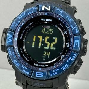 極美品PROTREK PRW-3500SYT-1JF タフソーラー 電波受信 電波ソーラー マルチバンド6 トリプルセンサー チタン メタルバンド ブラック